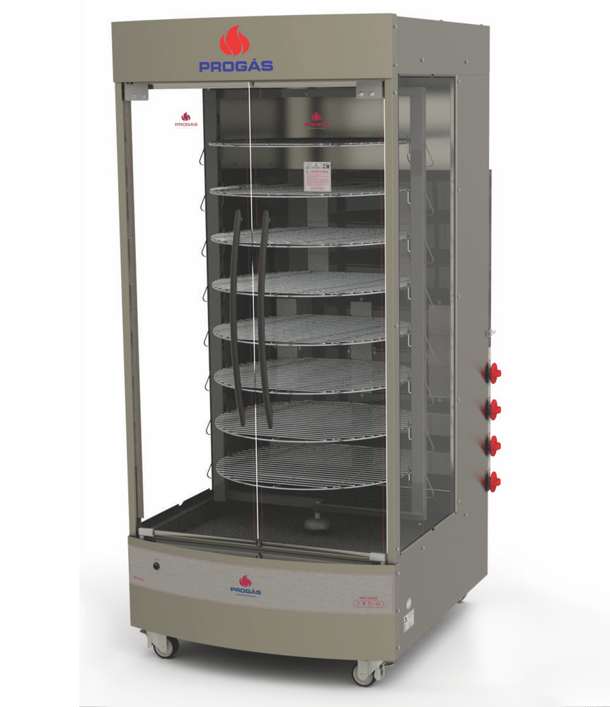Forno Industrial Multiuso Giratório Frangueira 128kg com 8 Grelhas - Progás